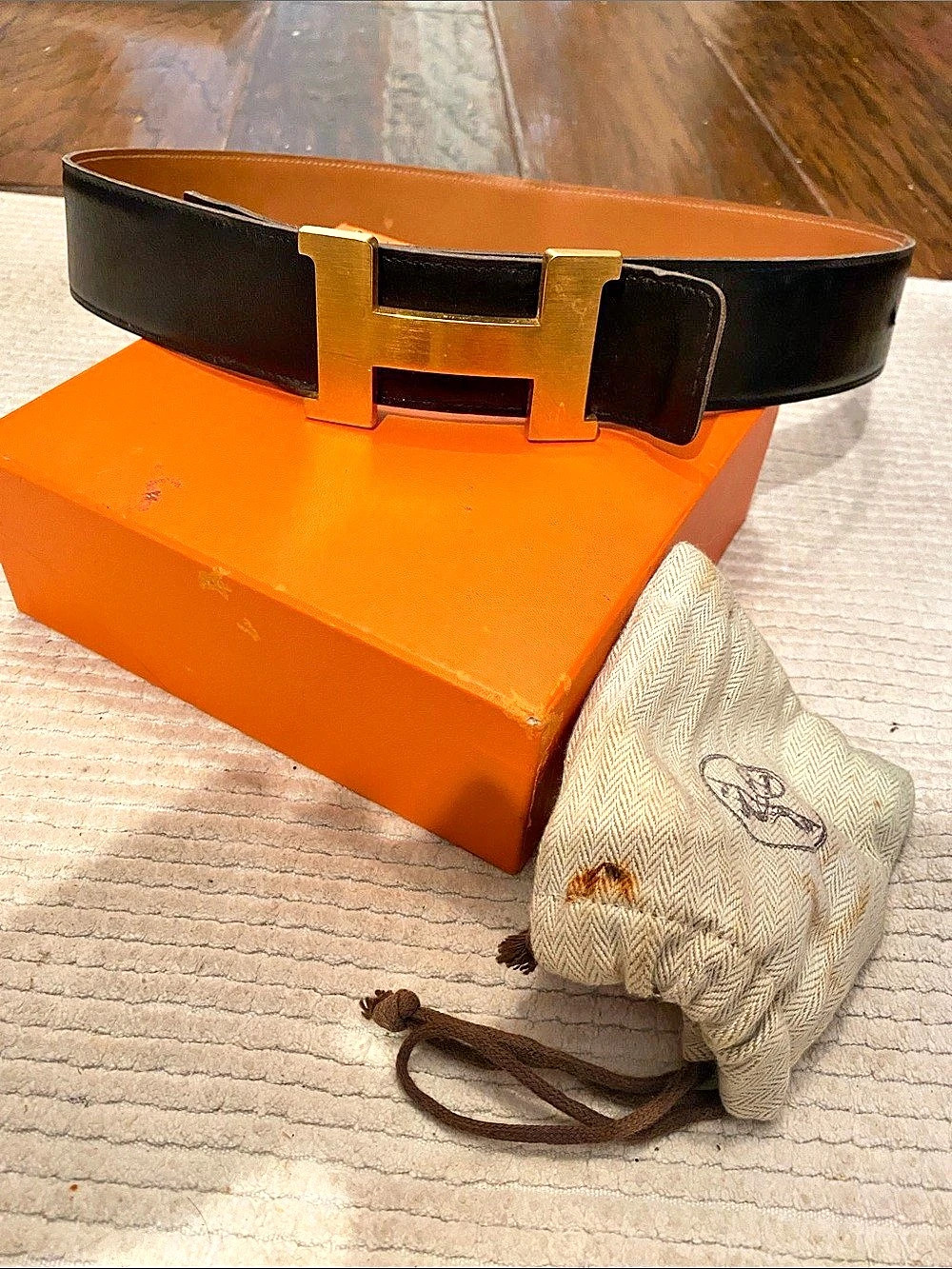 Hermès H Constance Reversible Belt Black & Brown